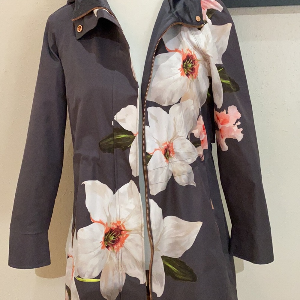 Ted Baker Jacket Floral Rain Coat Size 1 Small Nannci Chatsworth Bloom - Picture 2 of 7